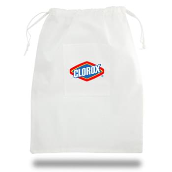 White Non Woven Drawstring Laundry Bag - 1 Color (18"x24")